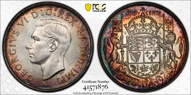 1943 50C Narrow Date MS62