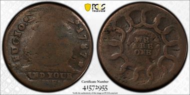 1787 Fugio 1C Club Rays, Rounded Ends AG3BN