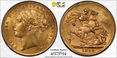 1871-S Sov S-3858A St. George Sm BP MS62