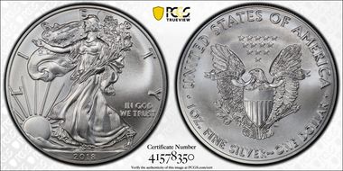 2018 $1 Silver Eagle MS68
