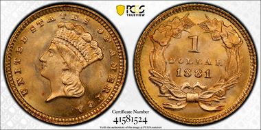 1881 G$1 MS67+