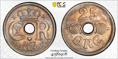1937 N GJ 25 Øre MS65