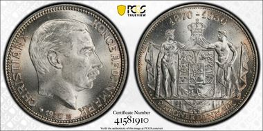 1930 N AH/HS 2 Kr 60th Birthday KM-829 MS66