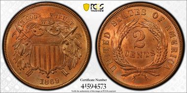 1869 2C MS65+ RD
