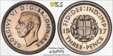 1937 3D S-4085 Silver Shield on Rose PR66