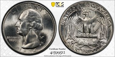 1934 25C Medium Motto MS66