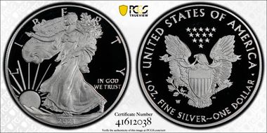 2021-W  $1 Silver Eagle - Type 1 First Strike PR70DCAM