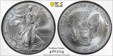 1996 $1 Silver Eagle MS68