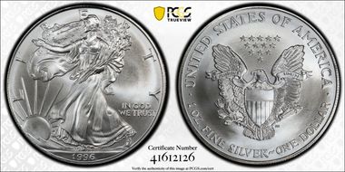 1996 $1 Silver Eagle MS68