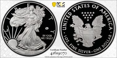2020-W  $1 Silver Eagle PR70DCAM
