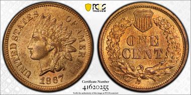 1867 1C MS65+ RD