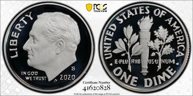 2020-S 10C Silver PR70DCAM