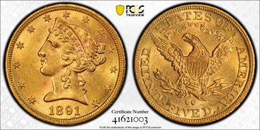 1891-CC $5 MS62