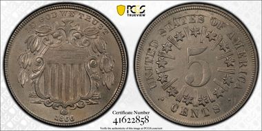 1866 5C Rays MS65