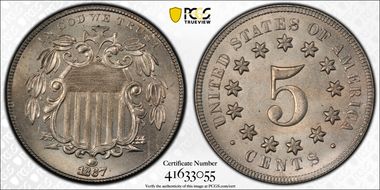 1867 5C No Rays MS66