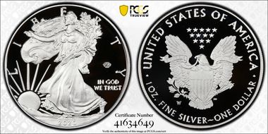 2020-W  $1 Silver Eagle - v75 Privy First Strike PR70DCAM