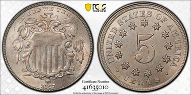 1867 5C No Rays MS64