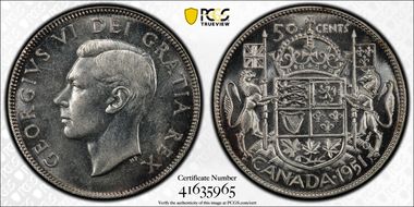 1951 50C Narrow Date MS63