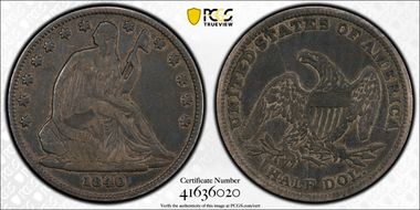 1840 (O) 50C Medium Letters VF25