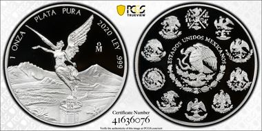 2020-Mo Onza Libertad  Ag PR70DCAM