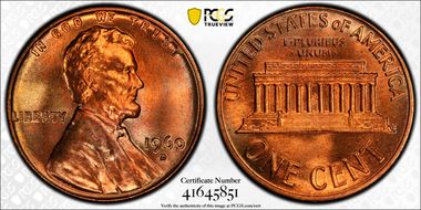 1960-D 1C Small Date MS67+ RD