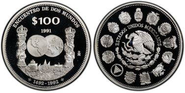 1991-Mo 100 P Encounter of Two Worlds Discovery of America PR69DCAM