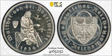 1930-A 3 Mk Vogelweide J-344 PR63CAM