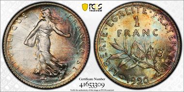 1920 1 Fr Gad-467 Semeuse MS65