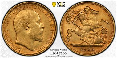 1903-S 1/2 Sov S-3977A AU55