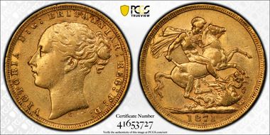 1871-S Sov S-3858 St. George Lg BP AU53