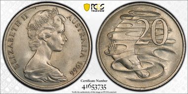 1966(L) 20C Wavy "2" MS64