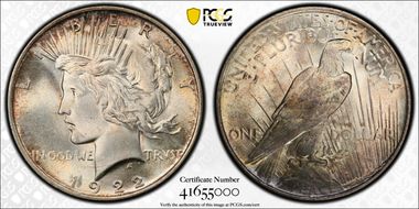 1922 $1 VAM 2F, Hair Pin MS64