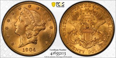 1904-S $20 MS65+