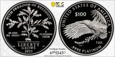 2021-W $100 Freedom of Religion First Strike PR70DCAM