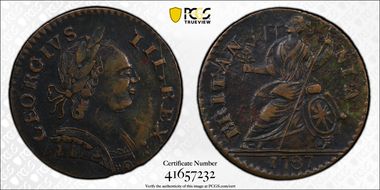 '1787' 1/2P Machin's, Vlack 21-87D XF45+ BN