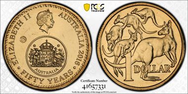 2016-C $1 50 Yrs Decimal Currency Canberra Counterstamp MS66