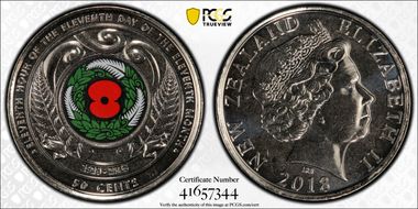 2018 50C Armistice Centenary Colorized MS67