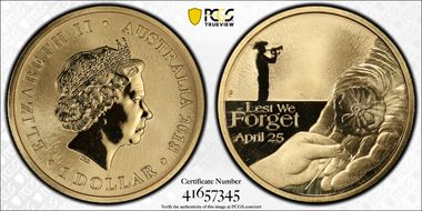 2018-P $1 Anzac - Lest We Forget MS69