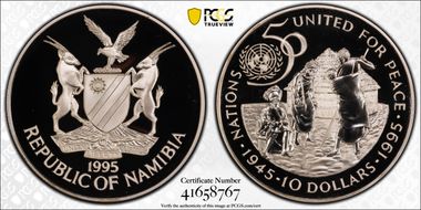 1995 $10 50 Years United Nations PR70DCAM