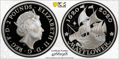 2020 £2 Mayflower 400th Anniversary PR70DCAM