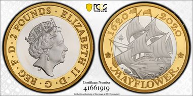 2020 £2 Mayflower 400th Ann. Pft PR70DCAM