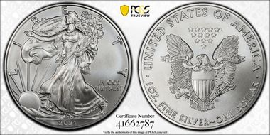 2021-(P) $1 Silver Eagle -T1 Emergency Issue Struck at Philadelphia MS70