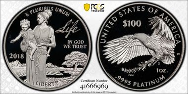 2018-W $100 Platinum Eagle - Life PR69DCAM