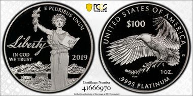 2019-W $100 Platinum Eagle - Liberty PR69DCAM
