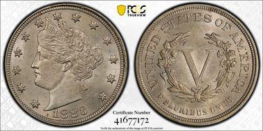 1883 5C No CENTS MS62