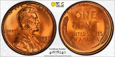 1957-D 1C MS66+ RD