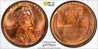 1957-D 1C MS67RD