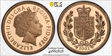 2002 £2 S-SD5 Shield Thin Reeding PR70DCAM