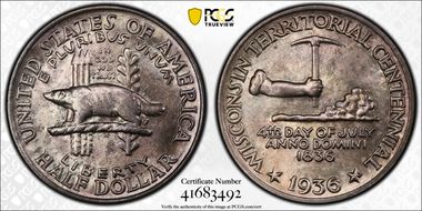 1936 50C Wisconsin MS65