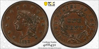 1838 1C Newcomb 2 AU58BN